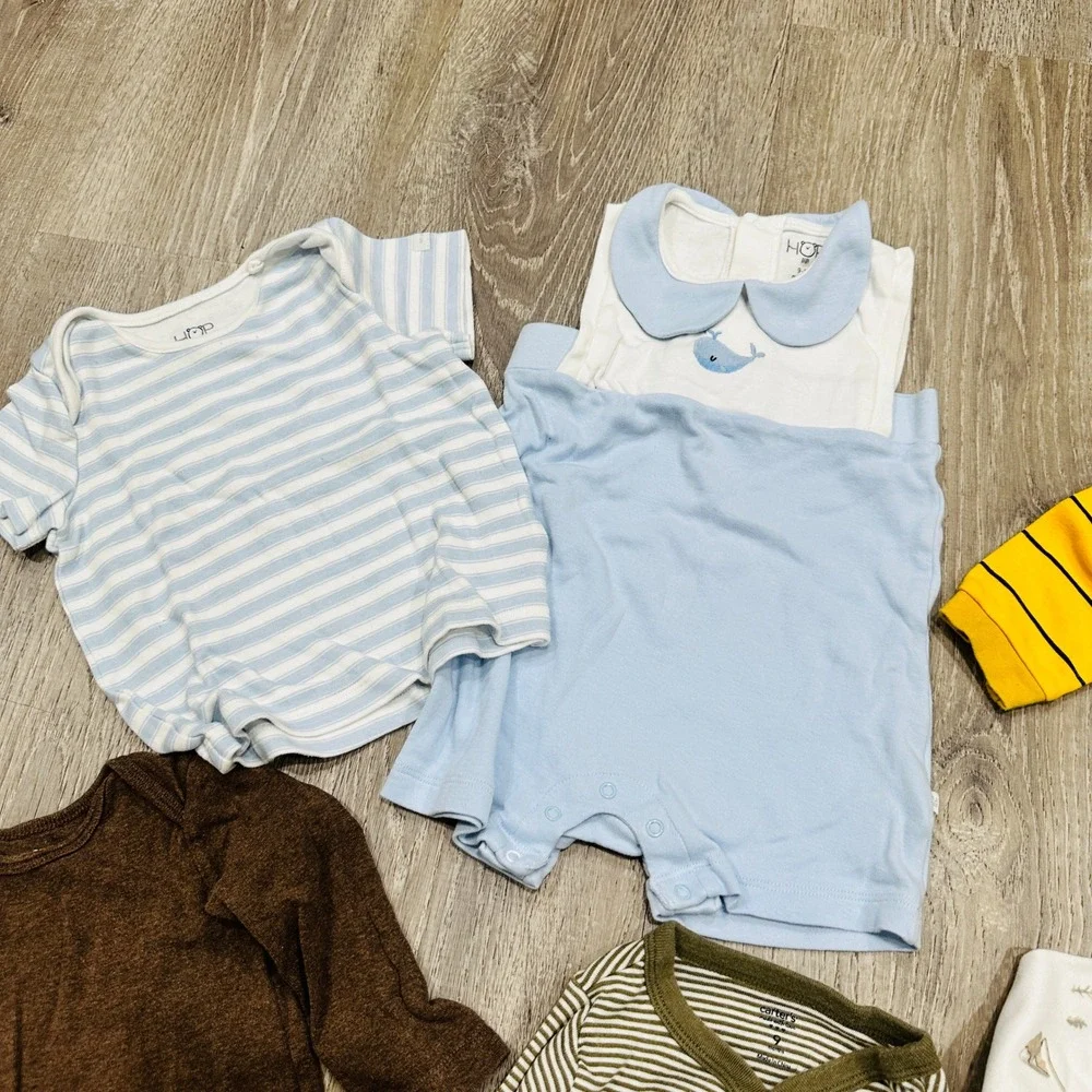 Baby Boy Clothes Lot 9-12 Months Carters‎ Hop Baby Bodysuits Romper Tops 6pc